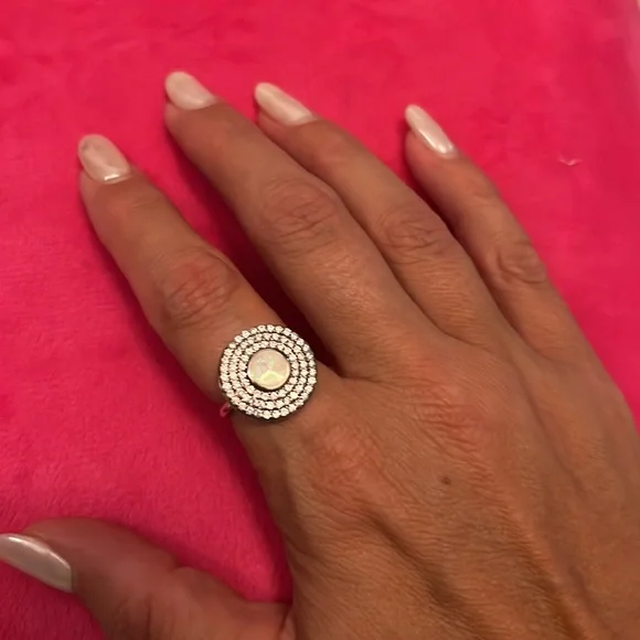 Deco CZ Opal Ring - Picture 3 of 5